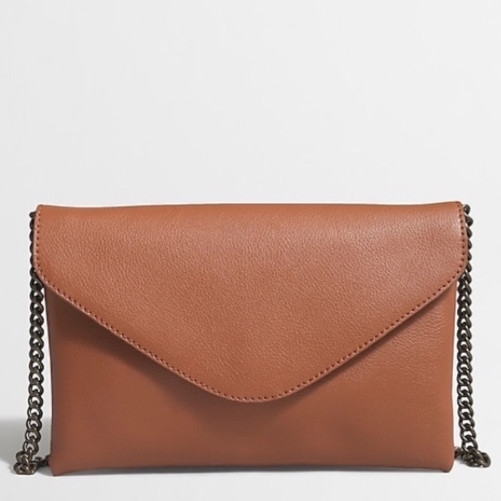 LAST CHANCE * J. Crew Leather Envelope Clutch, Camel Brown